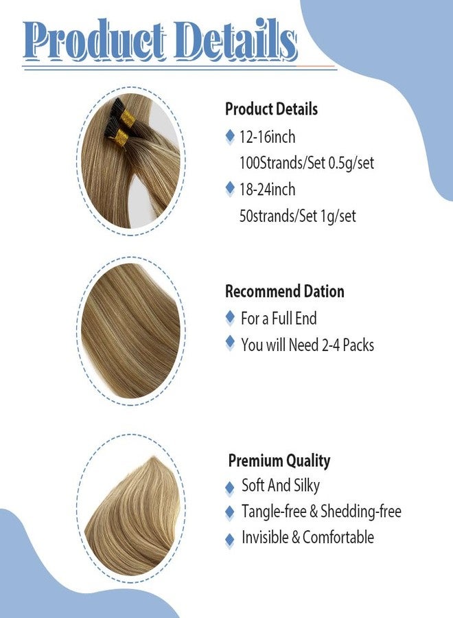 Smartinnov 24Inch I Tip Human Hair Extensions Balayage Ash Blonde to Platinum Blonde Highlight Pre Bonded Hair Extensions Ombre Balayage 50 Strands 50G Keratin Stick Tip Remy Hair - Image 3