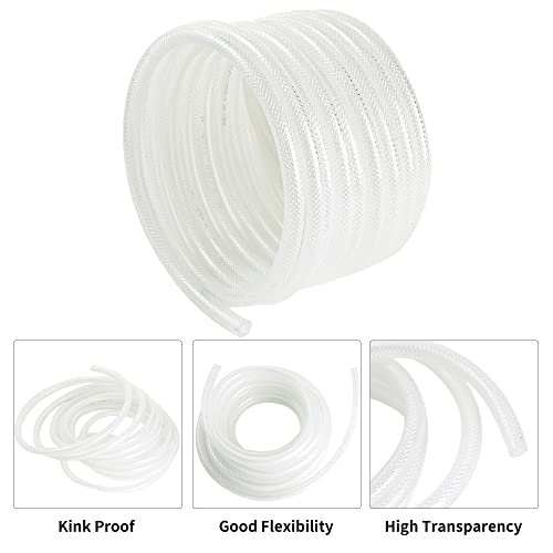Geowaky 1/2’’ ID × 3/4’’ OD - 25 ft Clear Braided Hose Plastic Vinyl Tubing,High Pressure Flexible Reinforced PVC Tube for Transfer Water Air Oil, BPA Free & Non-Toxic - Image 4
