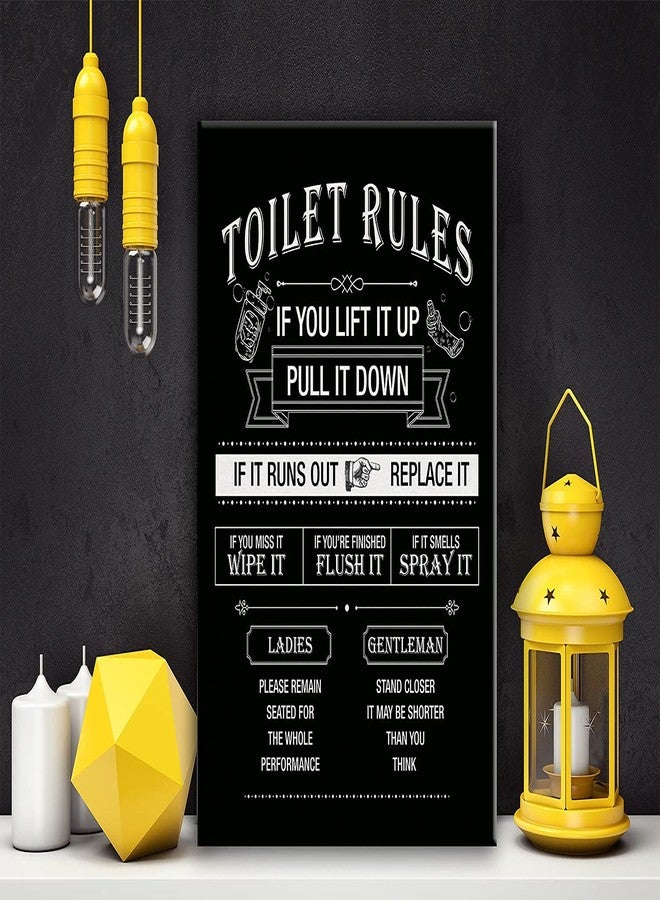 Hijie لوحة جدارية قماشية تحمل قواعد استخدام المرحاض، قواعد الحمام، مطبوعات جدارية للحمام، جاهزة للتعليق! مؤطرة، مقاس 11.5 × 15 بوصة - Image 4