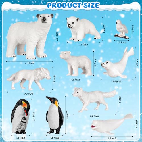 KFPPLXQ 20 Pcs Arctic Animals Figurines Toy Sets Includes 10 Pcs Polar Animals Penguin Polar Bear Whale Miniature Antarctic Winter Toys Suitable for Children Teacher Class - Image 5