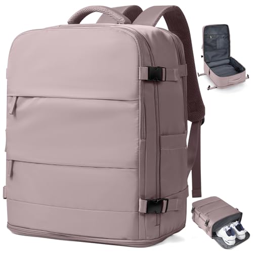 coowoz Large Travel Backpack Carry On for Women Man Waterproof Gym Backpacks with Laptop Compartment Mochila de Viaje Teacher Personal Item Backpack Rucksack Airplane Accessories Must Haves Lotus Pink - Image 1