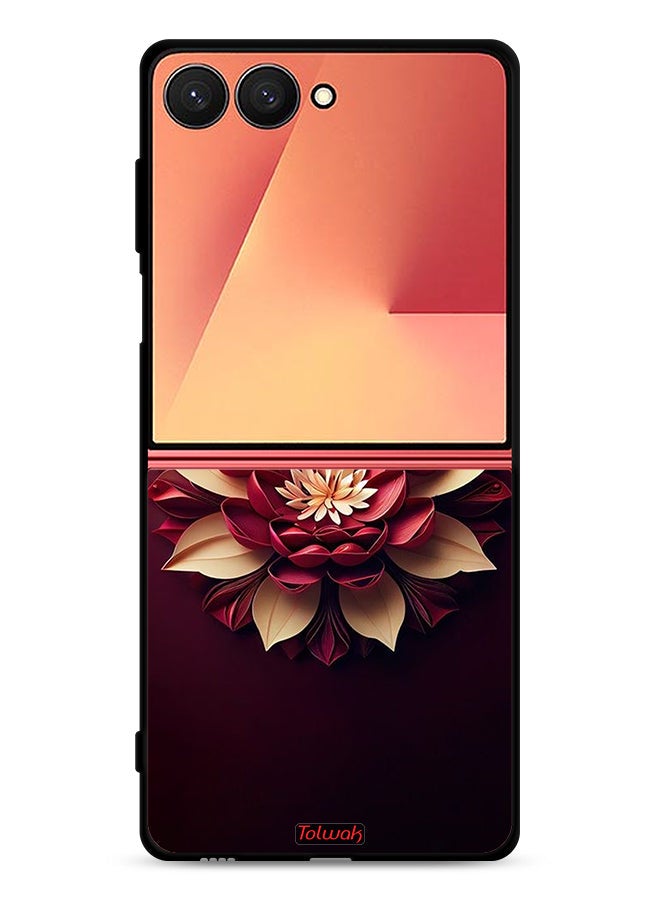 Tolwak Samsung Galaxy Z Flip7 Protective Case Cover Flower Abstract Design - Image 1