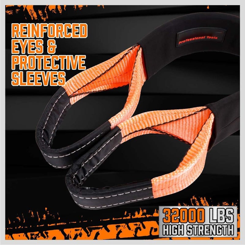 Keaa Nylon Heavy Duty Tow Strap Recovery Strap with Hooks 3" x 30Ft - 32,000 LBS Break Strength, 3/4 D Ring Shackles (2pcs), Recover Your Vehicle Stuck in Mud/Snow. - Image 5