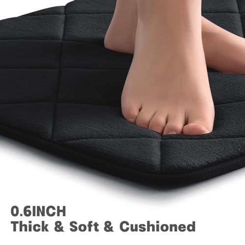 YIHOUSE Bathroom Rug Set 5 Piece, Soft Non Slip Memory Foam Bathroom Rugs, Machine Wash Bath Room Mat Set, Water Absorbent Bath Rugs for Toilet and Floor (Black) - Image 3