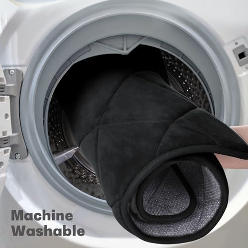 YIHOUSE Bathroom Rug Set 5 Piece, Soft Non Slip Memory Foam Bathroom Rugs, Machine Wash Bath Room Mat Set, Water Absorbent Bath Rugs for Toilet and Floor (Black) - Image 5