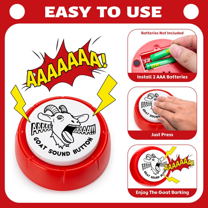 FunisFun Goat Desk Toy with Goat Squeak, Funny Button with Sheep Sound for White Elephant Gag Gifts Men Women Office Gifts for Dad from Daughter Son, Novelty Toys for Playing Jokes - Image 3