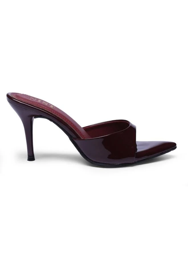 Gnist Burgundy High Heel Sandals with Pointed Toe Stilettos