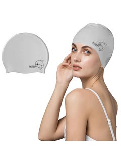 Dolphin Silicone Swimming Cap Waterproof For Kids & Adults - Silver  - Image 1