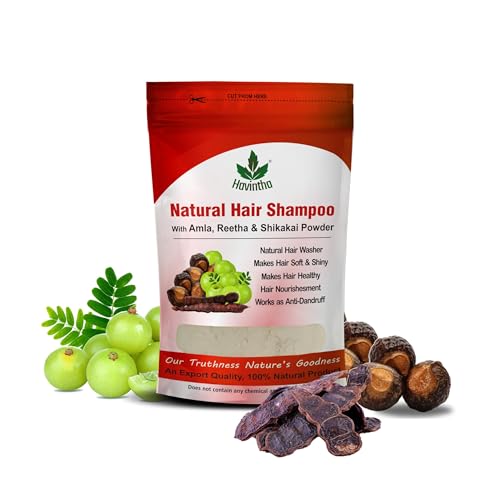 Havintha Natural Hair Shampoo With Herbal Amla Reetha Shikakai Powder For Men & Women, Totally Organic | Paraben And Sulphate Free Shampoo - 227gm (Pack of 1) - Image 1