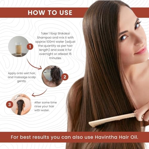 Havintha Natural Hair Shampoo With Herbal Amla Reetha Shikakai Powder For Men & Women, Totally Organic | Paraben And Sulphate Free Shampoo - 227gm (Pack of 1) - Image 3