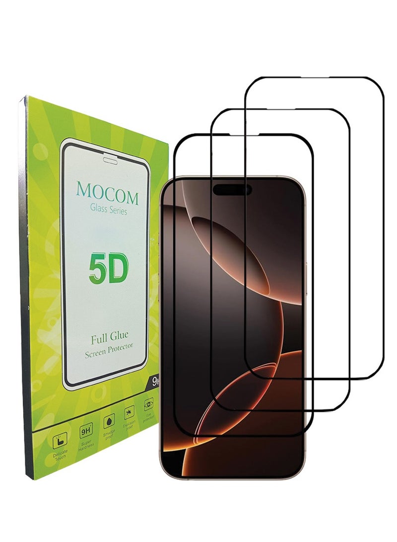 MOCOM [3pack] iPhone 16 Pro Max Screen Protector [6.9 Inch] – 9H+ Ultra Tough Tempered Glass, HD Clear, Anti-Scratch, Anti-Fingerprint, Bubble-Free, Case-Friendly, Easy Installation Frame, Unbreakable Protection for iPhone 16 Pro Max (2025) - Image 1