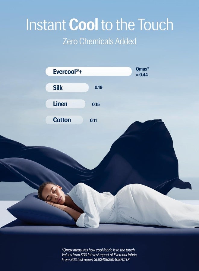 REST Evercool+ Cooling Pillowcases, Silver Infused Fabric for Fresh & Hygienic Sleep, Ultra Smooth for Better Skin & Hair, Stretchy for Snug Fit, Easy Care, Holiday Present Midnight Blue, King 19"x35" - Image 3