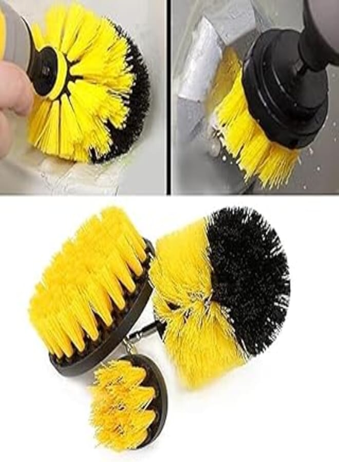 Automatic Brush Set, Wheel Cleaning Brush, Deep Cleaning Polishing Brush, Cleaning Brush Cleaner Fit Car Tires, Car Mats, Floor Mat, Electric Brush Cleaning Kits for Bathroom[Set of 3]