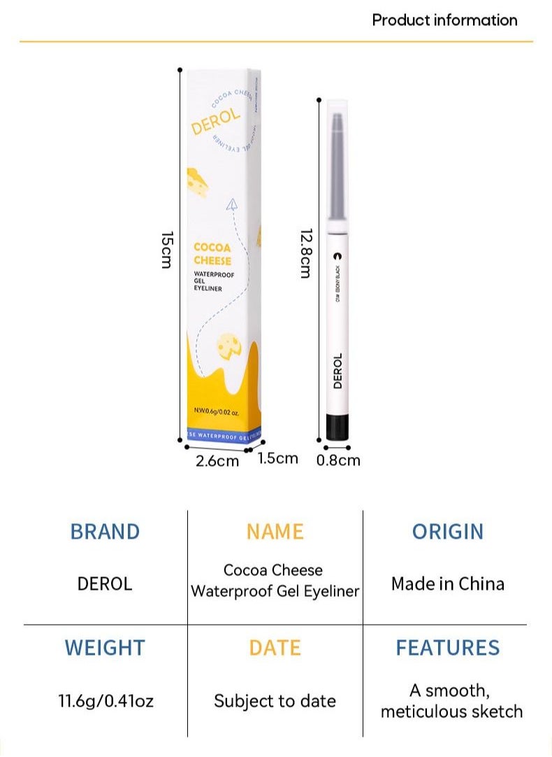DEROL - Cocoa Cheese Waterproof Gel Eyeliner 01# Ebony Black - Image 1