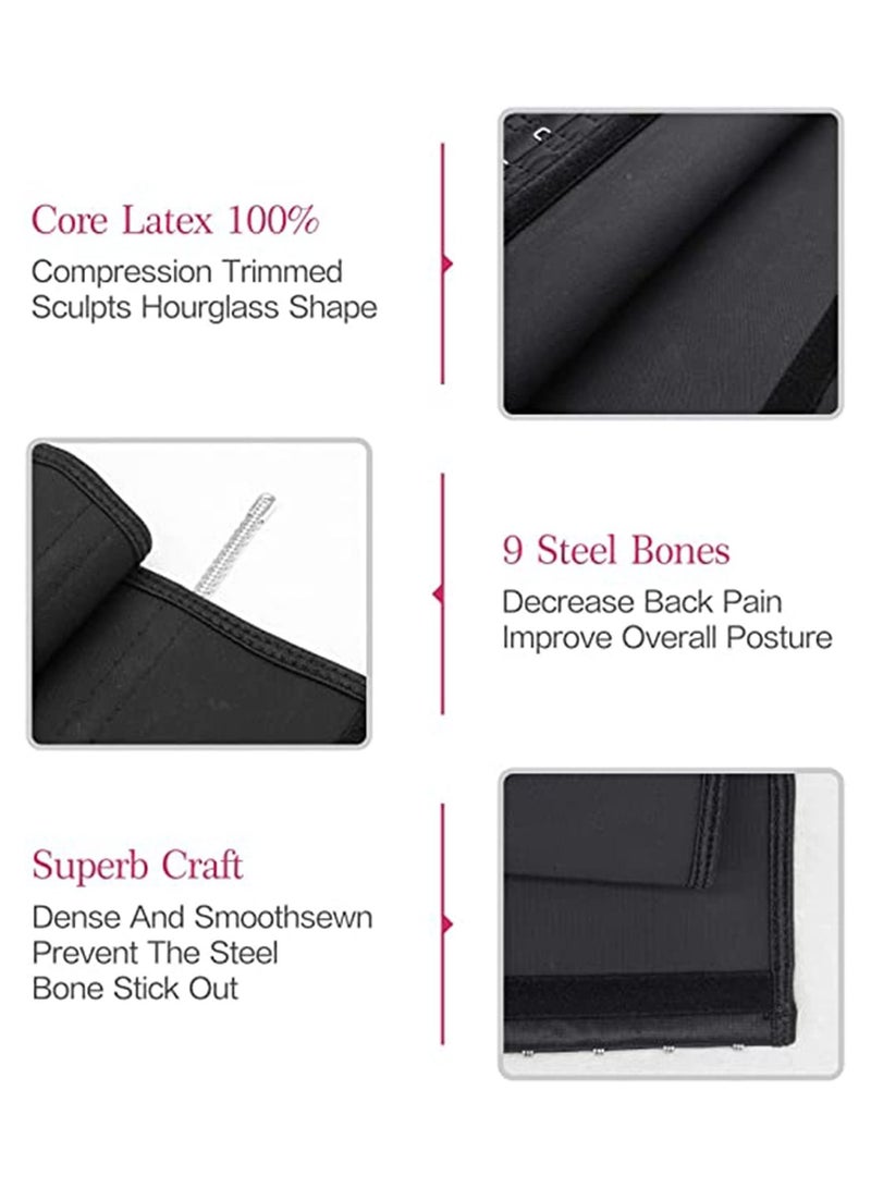 SYOSI Waist Trainer Body Shaper Underbust Waist Corsets for Women Latex 9 Steel Bones Breathable Plus Size Tight Fit for Waist Training Help with Posture L - Image 3