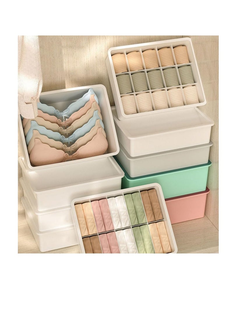 Plastic Underwear Organizer, Stackable Underwear Storage Box with Dustproof Lid for Closet Wardrobe, 3PCS Socks Pants Bra Dispenser for Bedroom Cabinet, Drawer Dividers for Scarves Ties Cables  - Image 1