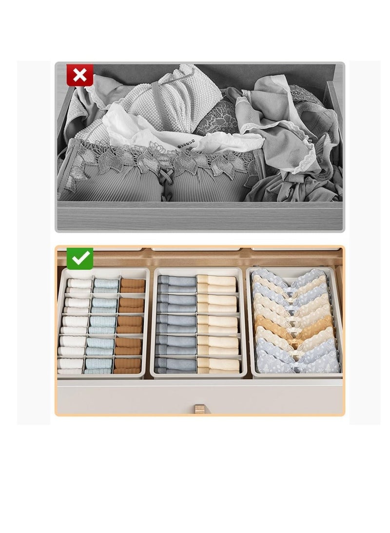 Plastic Underwear Organizer, Stackable Underwear Storage Box with Dustproof Lid for Closet Wardrobe, 3PCS Socks Pants Bra Dispenser for Bedroom Cabinet, Drawer Dividers for Scarves Ties Cables  - Image 5