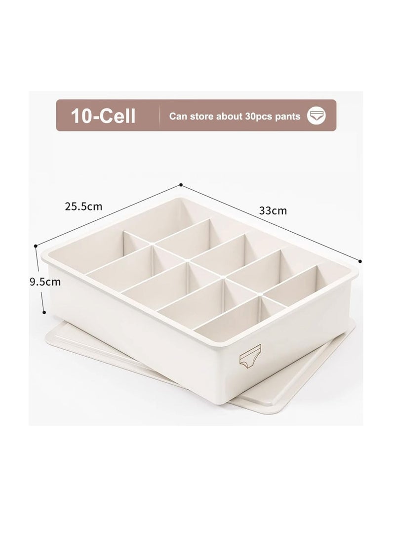 Plastic Underwear Organizer, Stackable Underwear Storage Box with Dustproof Lid for Closet Wardrobe, 3PCS Socks Pants Bra Dispenser for Bedroom Cabinet, Drawer Dividers for Scarves Ties Cables  - Image 3
