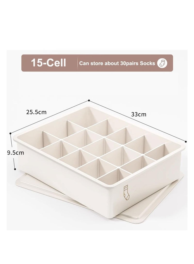 Plastic Underwear Organizer, Stackable Underwear Storage Box with Dustproof Lid for Closet Wardrobe, 3PCS Socks Pants Bra Dispenser for Bedroom Cabinet, Drawer Dividers for Scarves Ties Cables  - Image 4