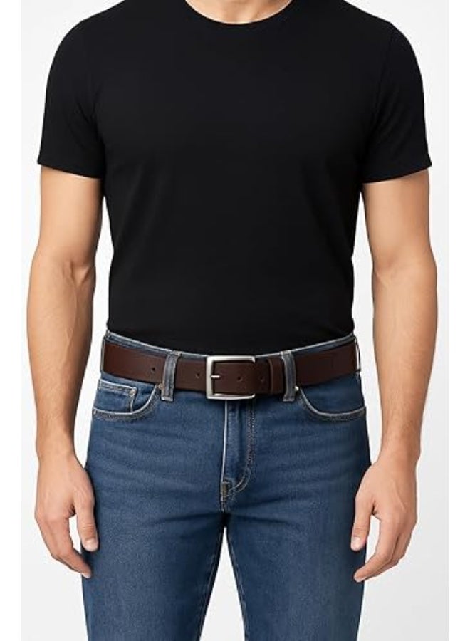 حزام رجالي من الجلد - أصلي 100%، حزام متين مناسب للارتداء اليومي مع الجينز، إبزيم كلاسيكي، حزام رجالي شديد التحمل للاستخدام اليومي - أنيق ويدوم طويلاً - Image 5