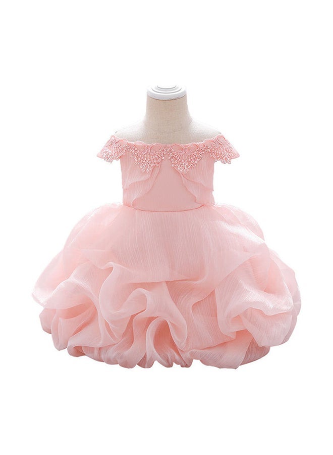 NIBEMINENT Sequins Embroidered Lace Shoulder Off Princess Dress For Wedding Bridesmaid Party 100cm - Image 1