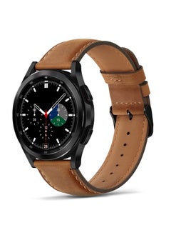 Tasikar 20mm Leather Bands Compatible with Samsung Galaxy Watch 6/5/4 Band/Watch 6 Classic 43mm 47mm/Watch 5 Pro Band, Genuine Leather Strap Bracelet for Galaxy Watch 4 Classic/Watch 3, Brown  - Image 1