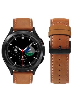 Tasikar 20mm Leather Bands Compatible with Samsung Galaxy Watch 6/5/4 Band/Watch 6 Classic 43mm 47mm/Watch 5 Pro Band, Genuine Leather Strap Bracelet for Galaxy Watch 4 Classic/Watch 3, Brown  - Image 3