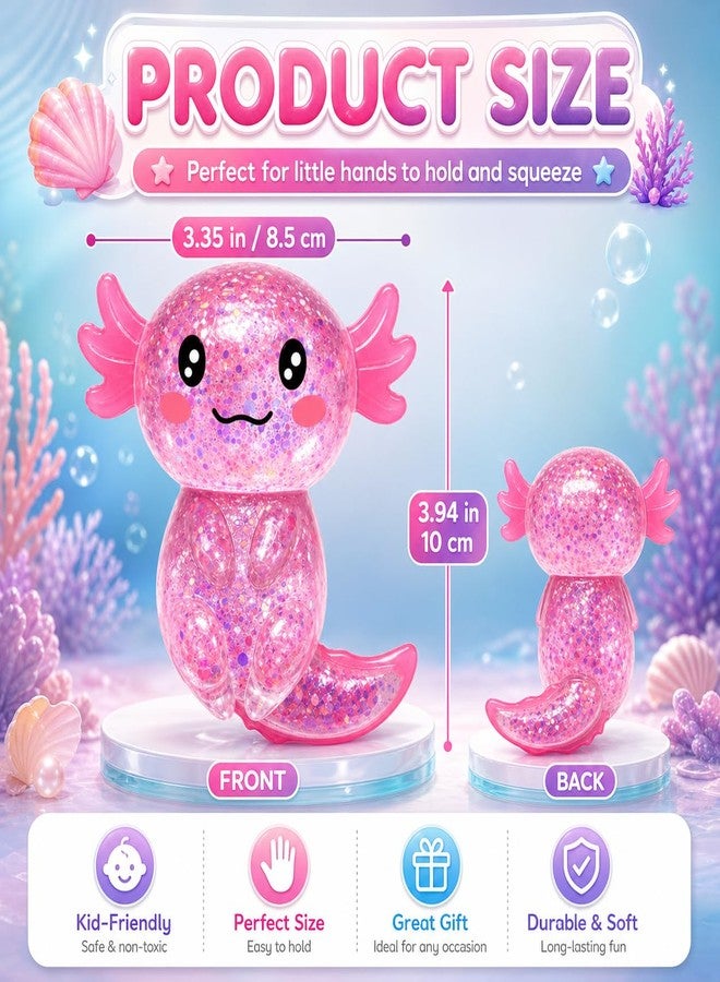 Oulores Axolotl Squishy Stress Relief Toy, Glitter Slow Rising Squeeze Toy， Soft Squeeze Sensory Fidget Toys, Cute Axolotls Squishies Party Favors Classroom - Image 2