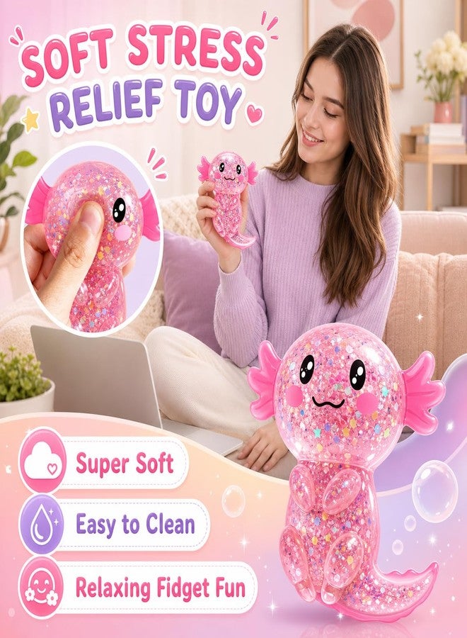 Oulores Axolotl Squishy Stress Relief Toy, Glitter Slow Rising Squeeze Toy， Soft Squeeze Sensory Fidget Toys, Cute Axolotls Squishies Party Favors Classroom - Image 4
