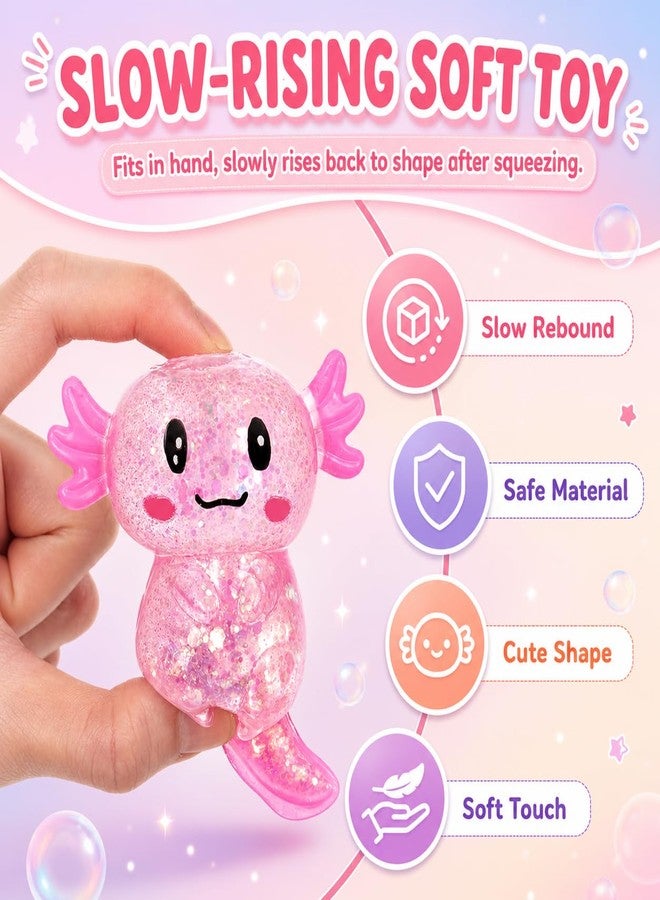 Oulores Axolotl Squishy Stress Relief Toy, Glitter Slow Rising Squeeze Toy， Soft Squeeze Sensory Fidget Toys, Cute Axolotls Squishies Party Favors Classroom - Image 5