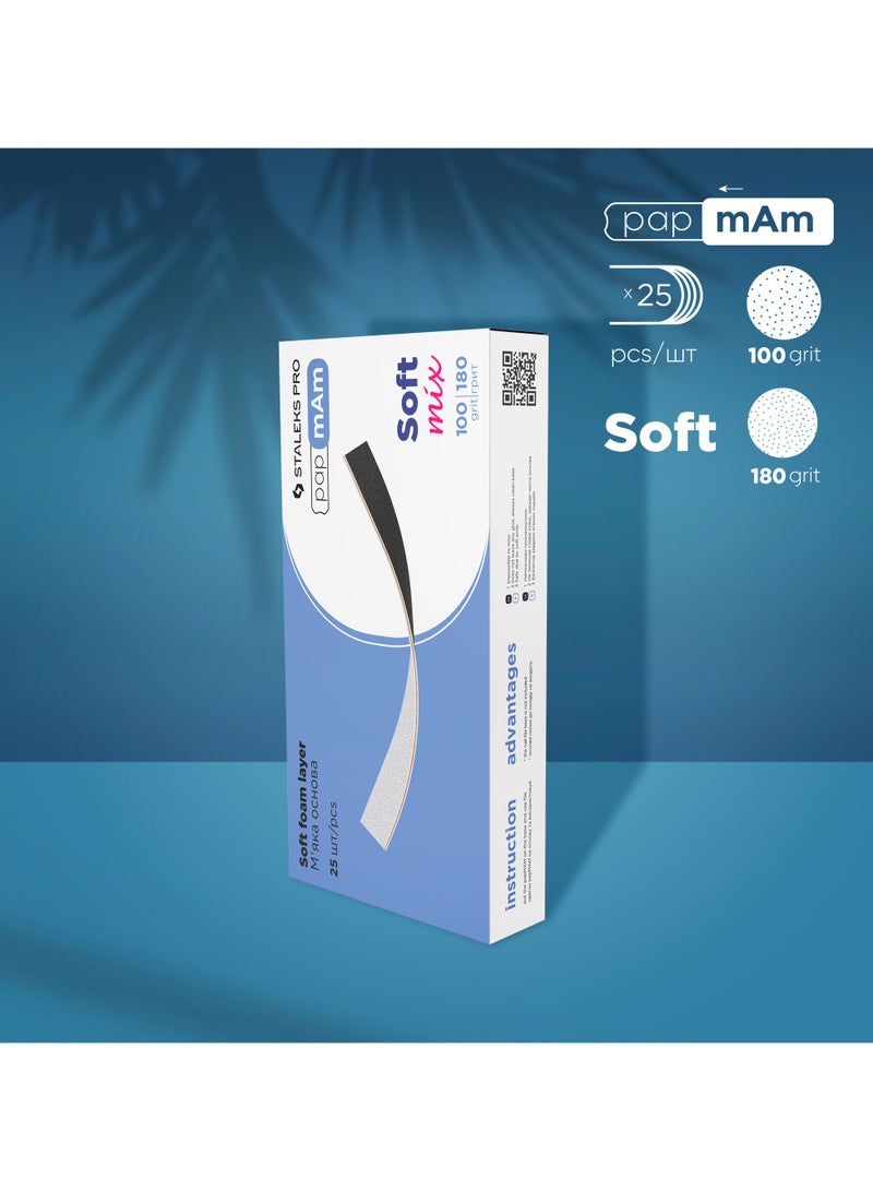 STALEKS PRO Disposable Double-Sided Files - papmAm Mix on soft foam layer | EXPERT 20 100/180 grit (25 pcs) - Image 1