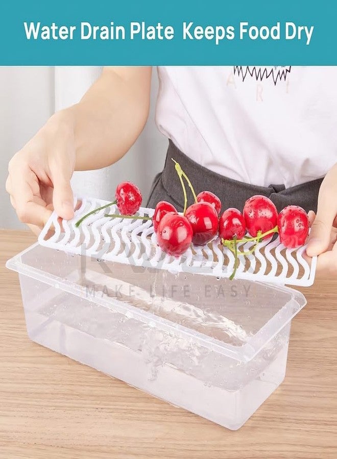 Orbica Polypropylene Fridge Storage Boxes,Fridge Organizer With Removable Drain Plate Tray Keeps Fruits, Vegetables, Meat, Fish Fresh Longer (1500 Ml,Pack of 2) - Image 4