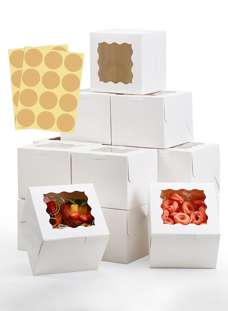 AVACraft 20Pcs Bakery Boxes with Window, 6 x 6 x 5 Inches, Paperboard Treat Boxes for Cookies, Pastry, Cookies, Strawberries, Macarons,White/Clear - Image 1
