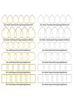 Oubaka Oubaka 216pcs Beading Hoop Earrings 3 Shapes Earring Hoops Hypoallergenic Earring Finding Square Teardrop Round Earrings Beading Hoop Bulk for DIY Earrings Making Supplies(Gold&Silver)  - Image 2