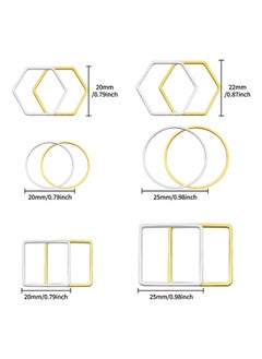 Oubaka Oubaka 216pcs Beading Hoop Earrings 3 Shapes Earring Hoops Hypoallergenic Earring Finding Square Teardrop Round Earrings Beading Hoop Bulk for DIY Earrings Making Supplies(Gold&Silver)  - Image 3