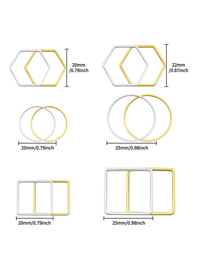Oubaka 216pcs Beading Hoop Earrings 3 Shapes Earring Hoops Hypoallergenic Earring Finding Square Teardrop Round Earrings Beading Hoop Bulk for DIY Earrings Making Supplies(Gold&Silver) - Image 3