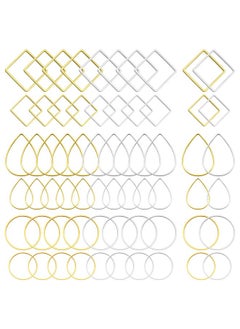 Oubaka Oubaka 216pcs Beading Hoop Earrings 3 Shapes Earring Hoops Hypoallergenic Earring Finding Square Teardrop Round Earrings Beading Hoop Bulk for DIY Earrings Making Supplies(Gold&Silver)  - Image 1