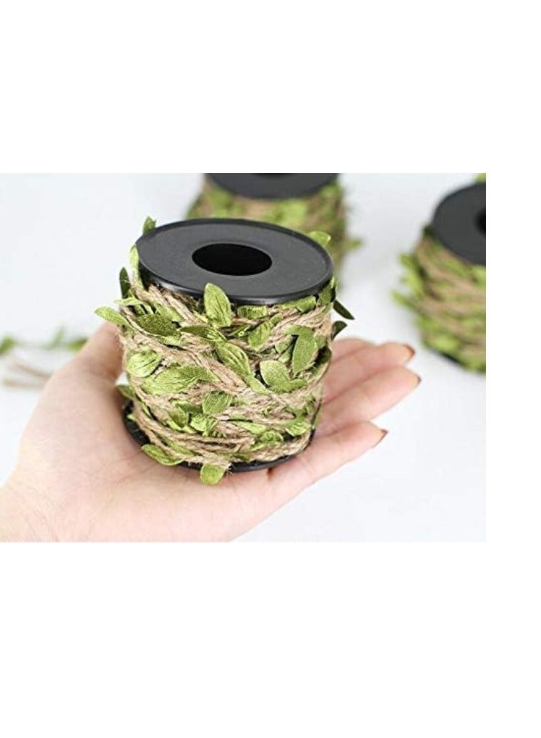 OASIS-TH 1 Pack Jute Rope 5mm x 10 Meter Jute Rope Rattan Leaf Nursery Handmade Wax Thread Sen Series Environmental Decorations Woven Green Leaf Rope - Image 5
