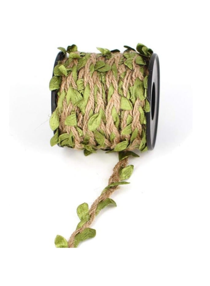 OASIS-TH 1 Pack Jute Rope 5mm x 10 Meter Jute Rope Rattan Leaf Nursery Handmade Wax Thread Sen Series Environmental Decorations Woven Green Leaf Rope - Image 1