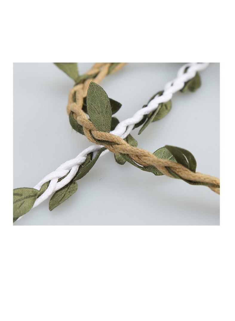 OASIS-TH 1 Pack Jute Rope 5mm x 10 Meter Jute Rope Rattan Leaf Nursery Handmade Wax Thread Sen Series Environmental Decorations Woven Green Leaf Rope - Image 4