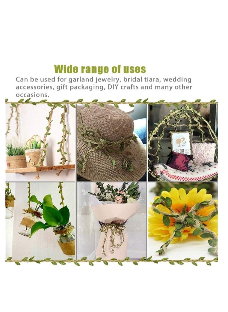 OASIS-TH 1 Pack Jute Rope 5mm x 10 Meter Jute Rope Rattan Leaf Nursery Handmade Wax Thread Sen Series Environmental Decorations Woven Green Leaf Rope - Image 3