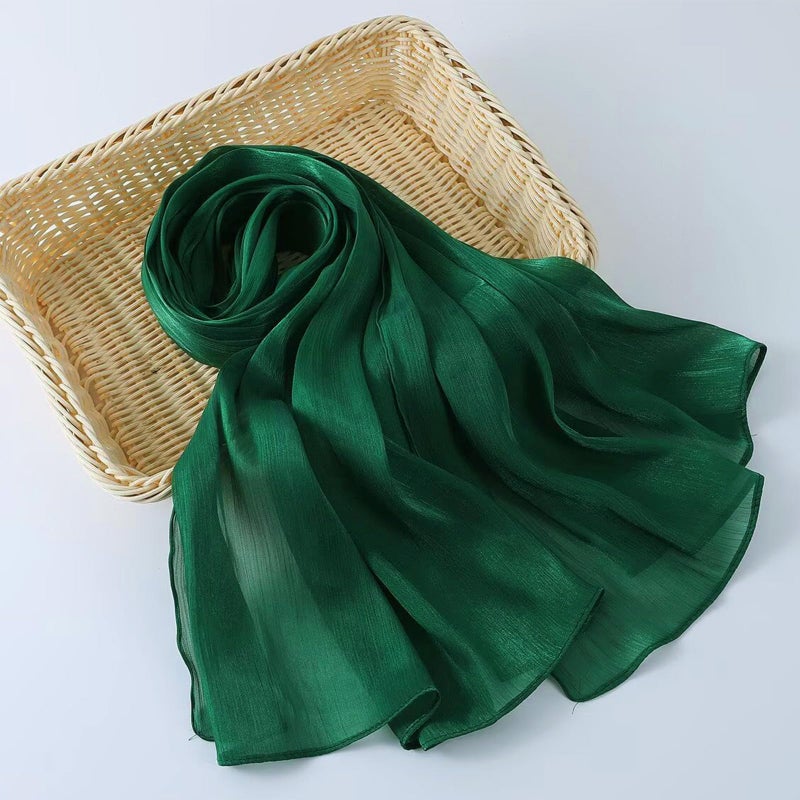 HURESON Premium Hijab Scarf for Women Green Shimmer Hijabs Crepe Lightweight Scarves Wedding Shawls and Wraps for Evening Dresses Shiny (Green 2#) - Image 3