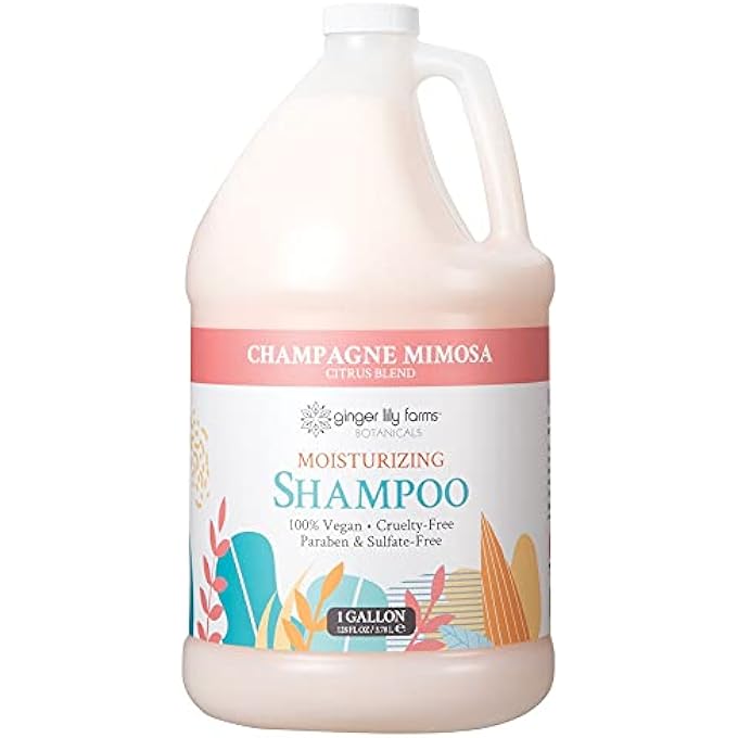 ginger lily farms BOTANICALS MOISTURIZING SHAMPOO FOR ALL HAIR TYPES, CHAMPAGNE MIMOSA, 100% VEGAN & CRUELTY-FREE, CITRUS BLEND SCENT, 1 GALLON (128 FL OZ) REFILL - Image 1