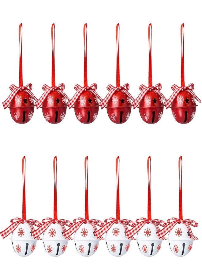 MACLARONX Christmas Jingle Bells Metal Decorative Bells with Ribbons 1.6" Xmas Tree Ornaments for Wreath Crafts Holiday Home Decorations, Bulk(12 Pcs) - Image 1