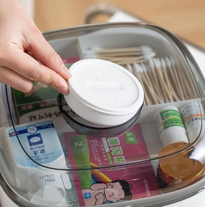 TONSYL Portable Double Layers Medicine Cabinet First Aid Kit Medical Box Household Plastic Pill Storage Box with Detachable Tray and Handle GREEN - Image 3