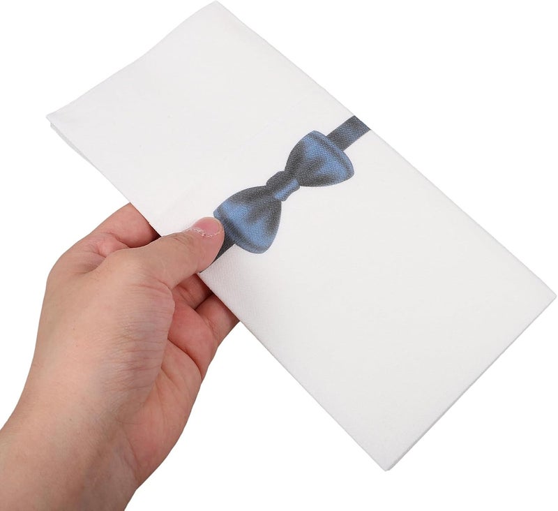 Vaguelly Disposable Paper Napkins with Bow Tie Pocket for Cutlery 40x40cm 50pcs Navy Blue Tableware Packing Napkins for Restaurant Hotel Party Event Use - Image 3