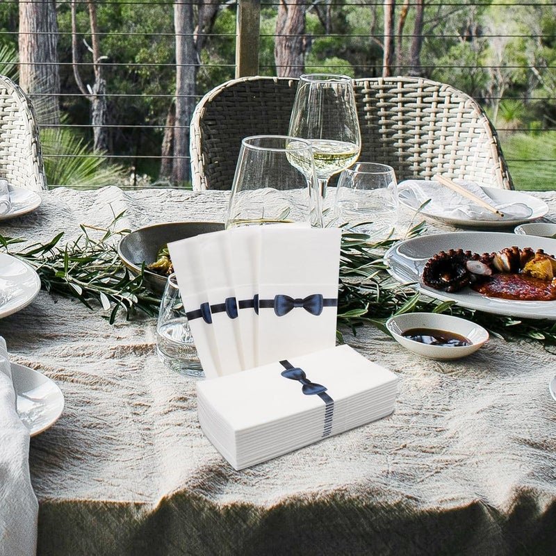 Vaguelly Disposable Paper Napkins with Bow Tie Pocket for Cutlery 40x40cm 50pcs Navy Blue Tableware Packing Napkins for Restaurant Hotel Party Event Use - Image 4