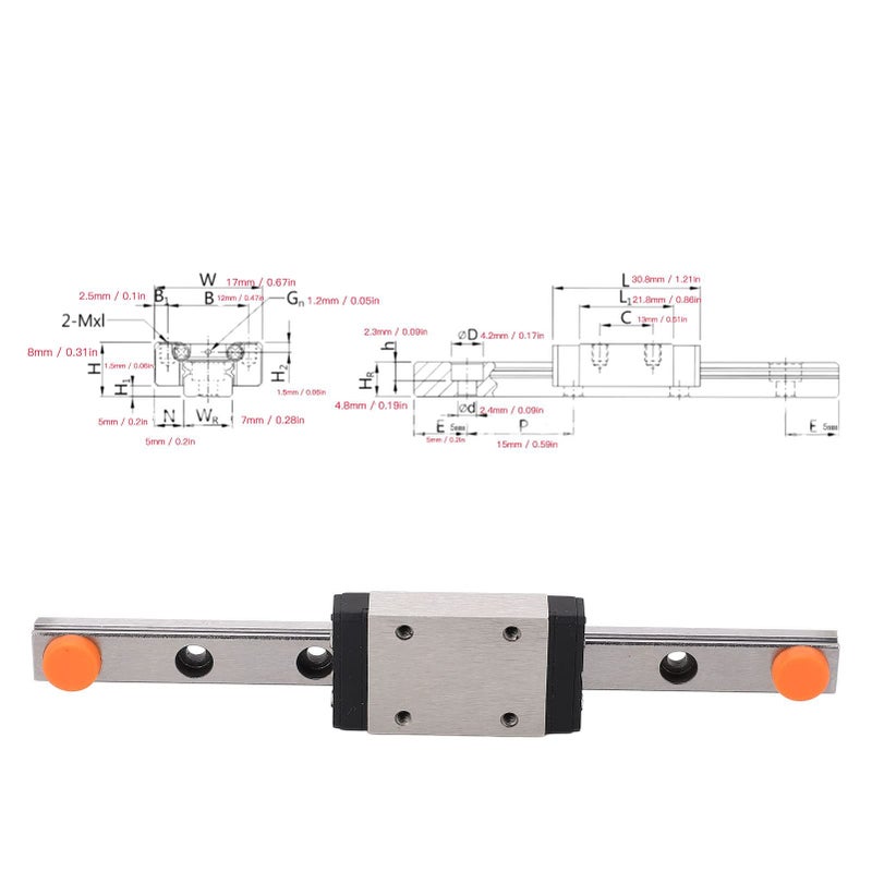 100mm Linear Guide Rail With Extended Slide Block For CNC 3D Printer - Image 5