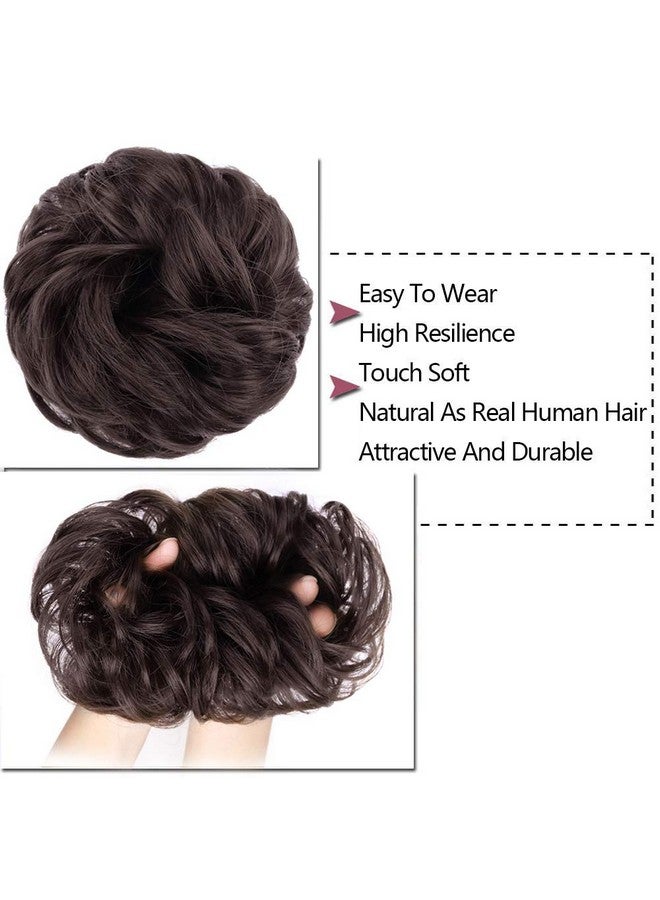 MORICA 1Pcs Messy Hair Bun Hair Scrunchies Extension Curly Wavy Messy Synthetic Chignon For Women (16(Dark Brown)) - Image 5