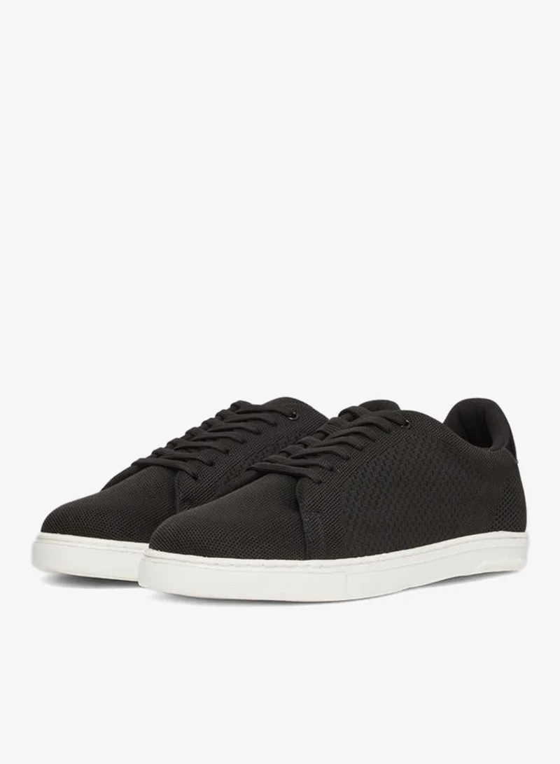 Styli Black Knit Lace-Up Sneakers